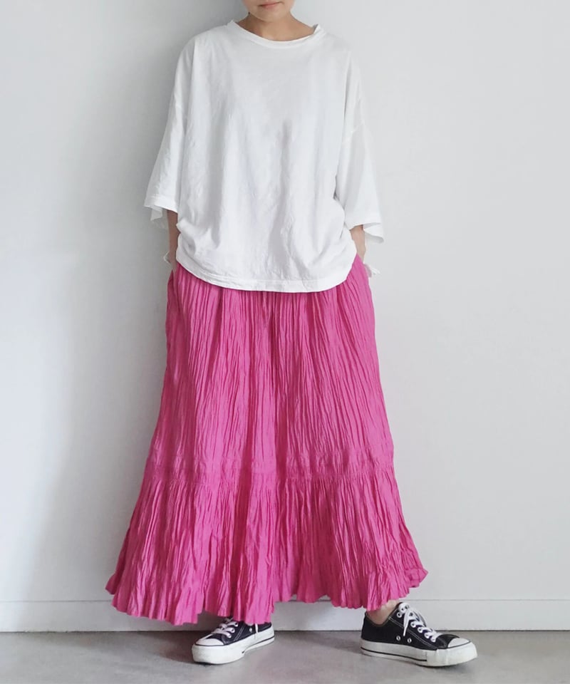 新品未使用タグ付き　ichi　コットンボイル クリンクルスカート　シワ加工 i c h i 221223 Cotton Voile Crinkle Skirt /