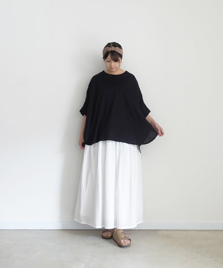 i c h i  251217  Cotton Gather Skirt / A : WHITE