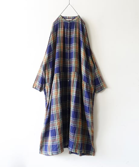 ichiAntiquités 1100902 Linen Cotton Tartan Check Shirt Dress / 3 COLORS