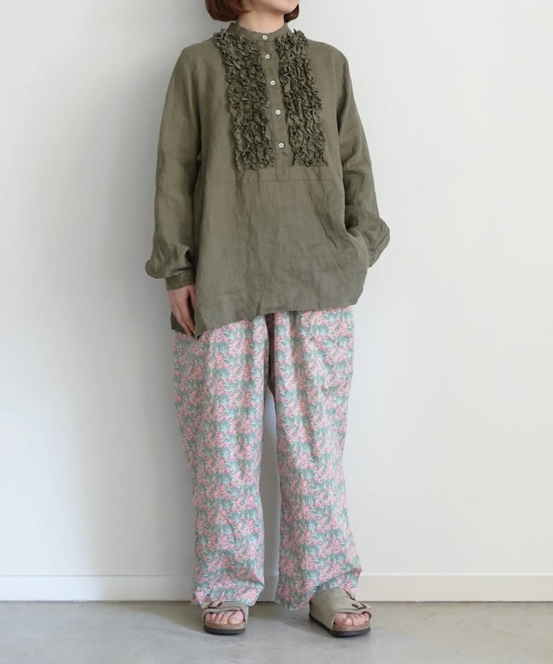 ichiAntiquités 1000936 Linen Frill Blouse / B