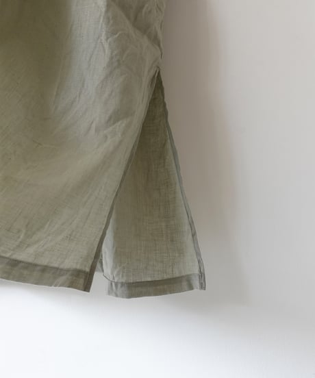 i c h i 251005 French Linen Gathered Dress / C : EARTH KHAKI