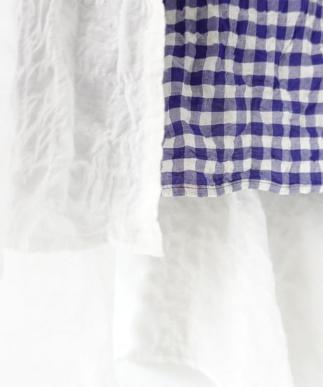 i c h i  251106 Shirring Cloth Cardigan / C : WHITE × BLUE
