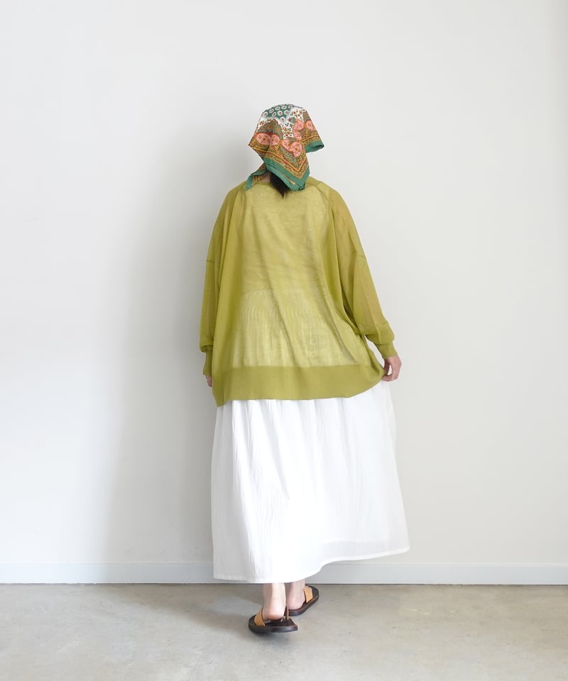 i c h i 251217 Cotton Gather Skirt / A : WHIT