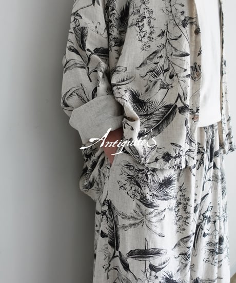 ichiAntiquités 1101125 Rayon Linen Botanical Print Relax Pants / 2 COLORS