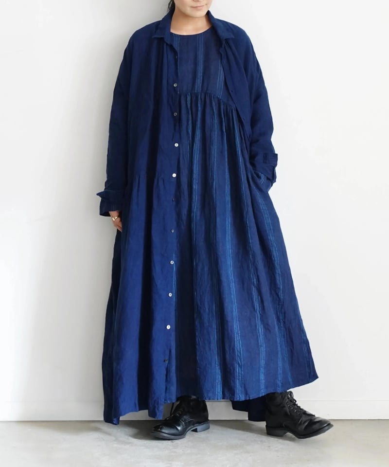 ichiAntiquités 1000318 INDIGO Linen Dobby Strip