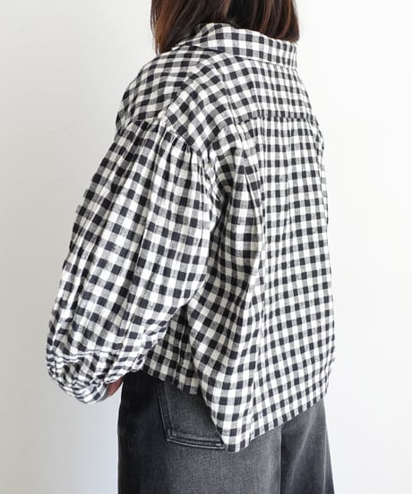 i c h i 250707 Cotton Linen Gingham Shirt / B: GINGHAM