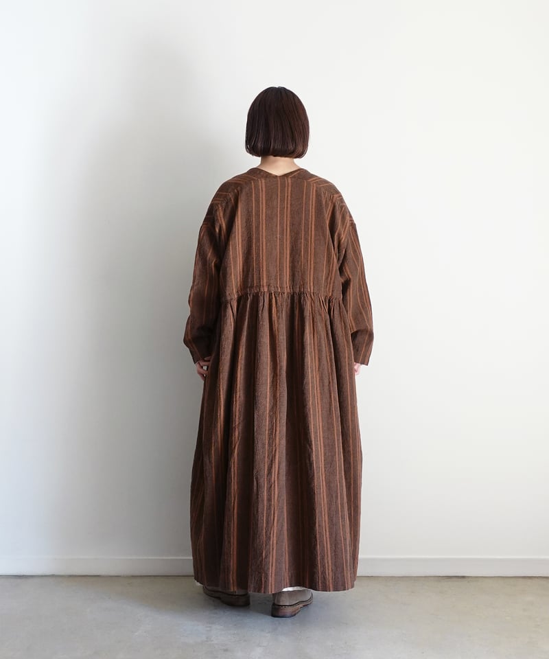 ichiAntiquités 1100616 V neck Stripe Dress / 2