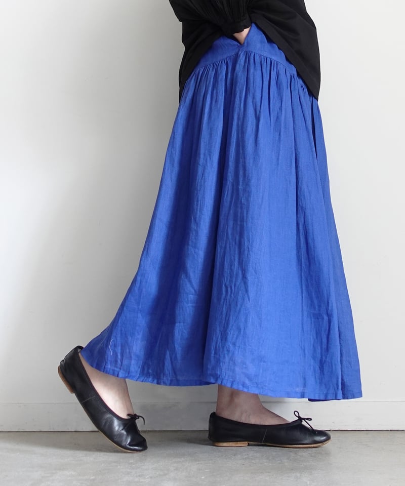 i c h i 251006 French Linen Gathered Skirt / D