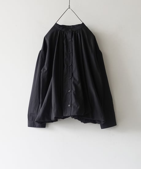 i c h i  250422 Cotton Balloon Shirt / D : BLACK