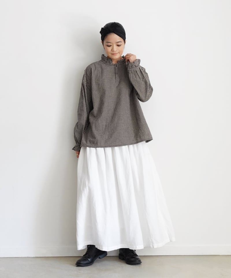 Antiquités noir Linen Gather Skirt WHITE