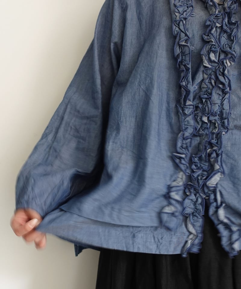 ichi 251212 2WAY Denim Sleeveless Frill Shirt /