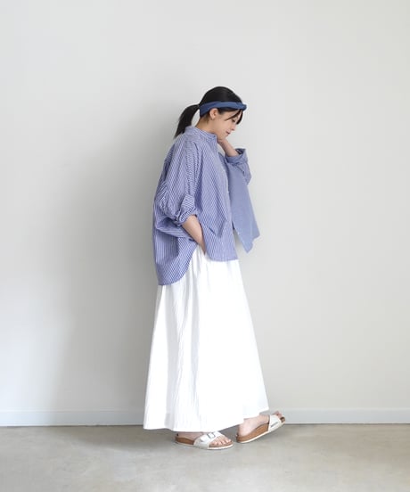 i c h i  251217  Cotton Gather Skirt / A : WHITE