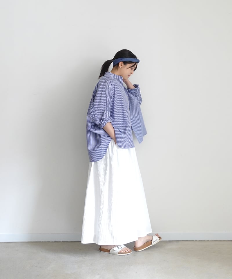 i c h i 251217 Cotton Gather Skirt / A : WHIT