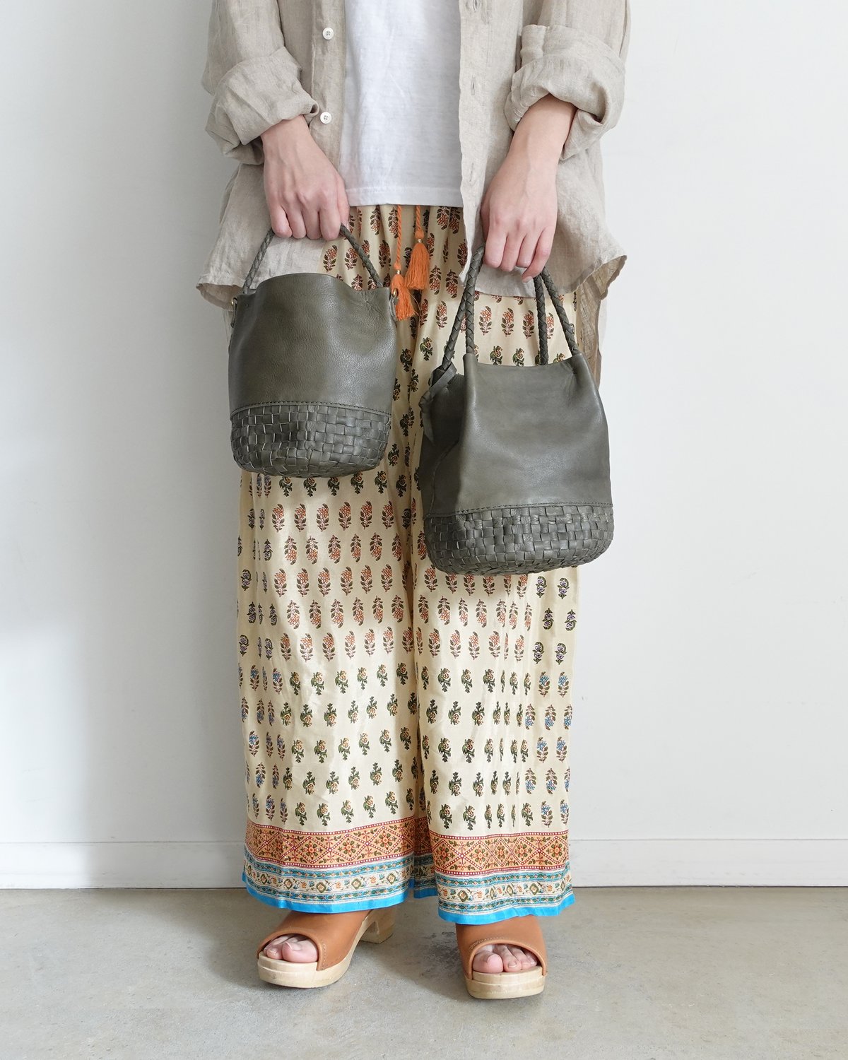 KYUCA KY0351 Leather Medium Basket / 3COLORS