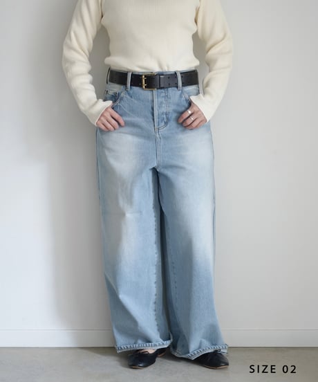 i c h i  230430  DENIM Wide Pants / C : SAXE BLUE・2 size