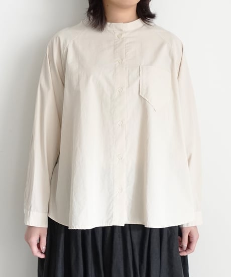 i c h i  250704 Band Collar Cotton Shirt / 2 COLORS