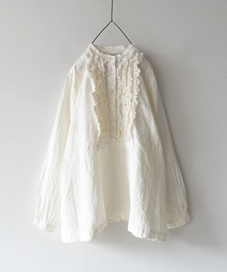 ichiAntiquités 1100929  Linen Frill Blouse / 3 COLORS