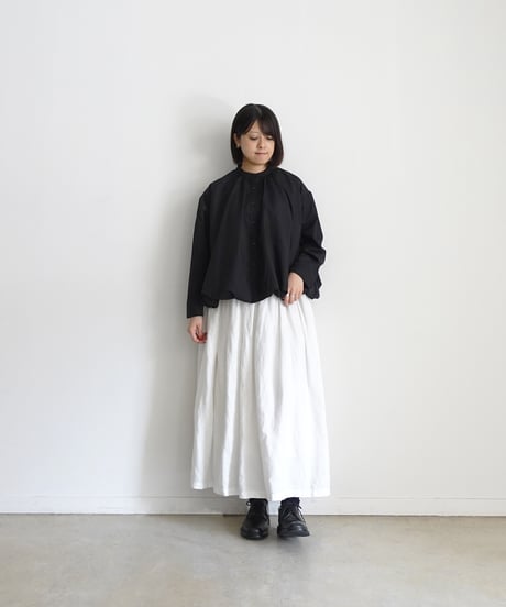 i c h i  250422 Cotton Balloon Shirt / D : BLACK