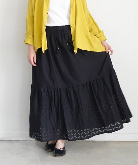 ichiAntiquités 1100939 INDIA Reverse Applique Cotton Skirt / 2 COLORS