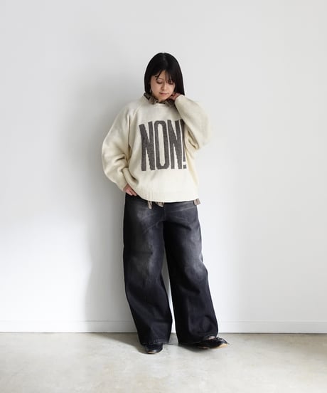 i c h i  230430  DENIM Wide Pants / D : BLACK・2 size