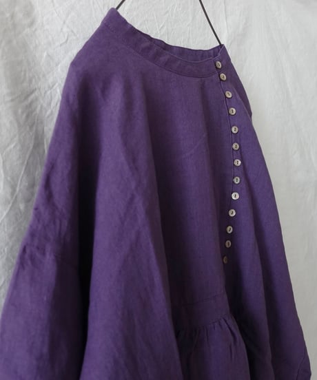 ichiAntiquités 1100910 Linen Broad Band Collar Shirt / 3 COLORS