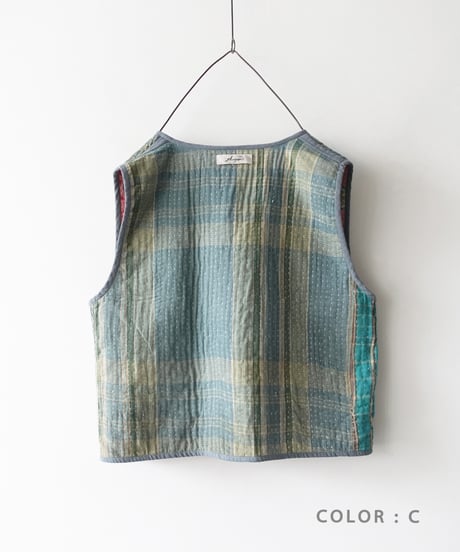 【ONLINE LIMITED】ichiAntiquités 1001136 Vintage Ralli Quilt Vest / 3 COLORS