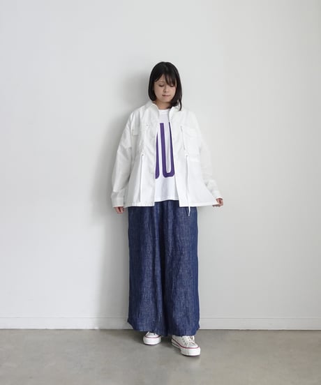 i c h i  251038 Ripstop Cotton Shirt Jacket / A : WHITE