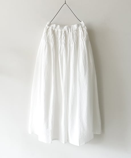 i c h i  251217  Cotton Gather Skirt / A : WHITE