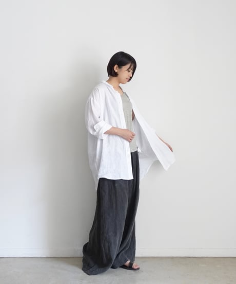【 ONLINE LIMITED 】Antiquités 1000631 Linen Vacances Over Shirt / 2 COLORS