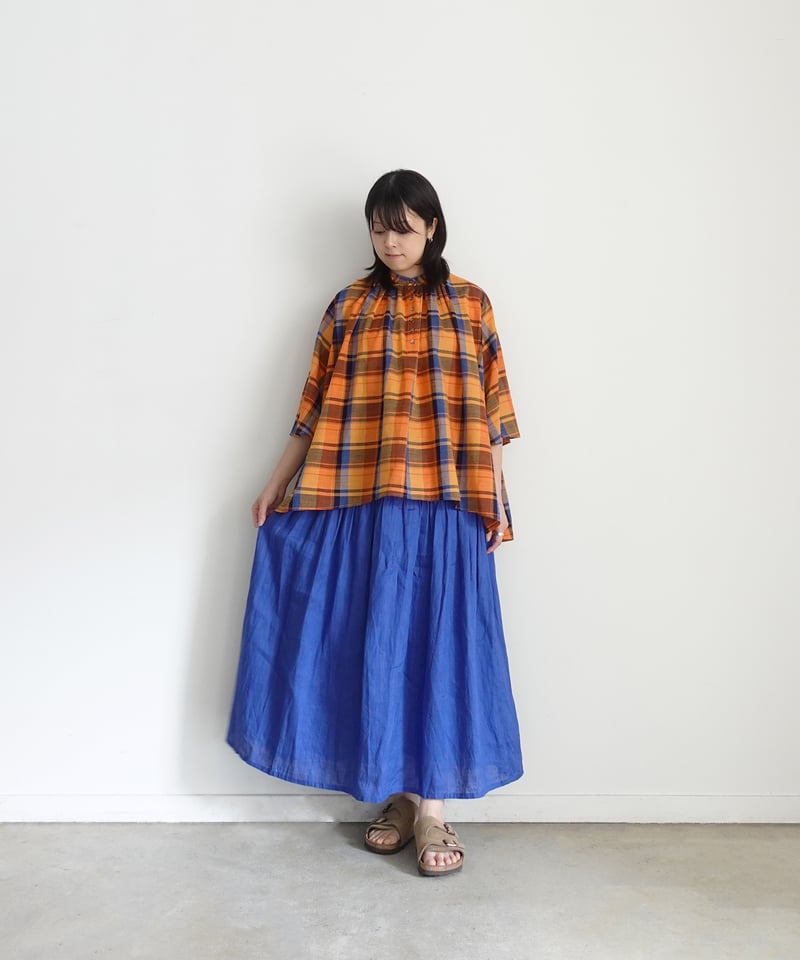 i c h i 251006 French Linen Gathered Skirt / D