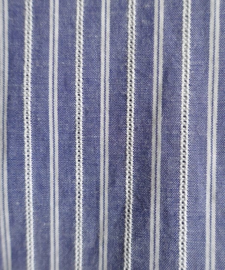 i c h i  260117 Stand Collar Stripe Shirt / D : NAVY STRIPE