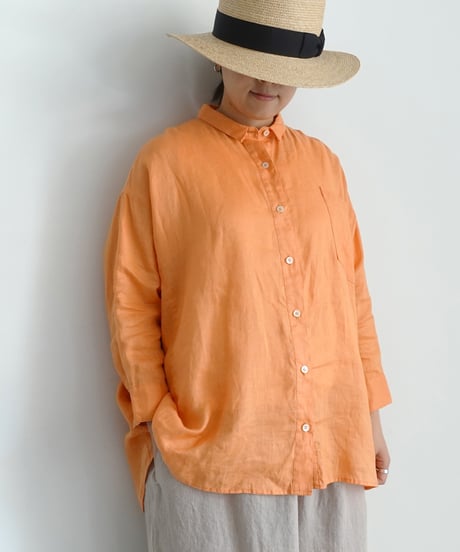 i c h i 251209 Relax Linen Shirt / 5 COLORS : ORANGE・GREEN