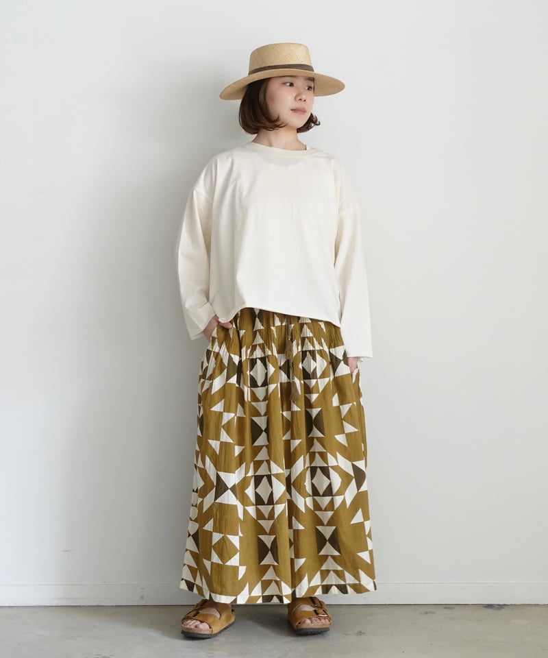 ichi Antiquites✮インディアブロックピンタックスカート ichi