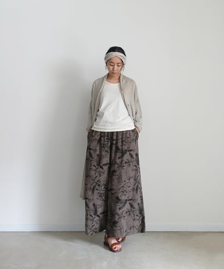 ichiAntiquités 1101125 Rayon Linen Botanical Print Relax Pants / 2 COLORS