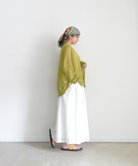 i c h i  251217  Cotton Gather Skirt / A : WHITE