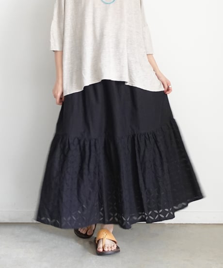 ichiAntiquités 1100939 INDIA Reverse Applique Cotton Skirt / 2 COLORS
