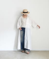 i c h i 251107 Shirring Cloth Long Cardigan / A : WHITE