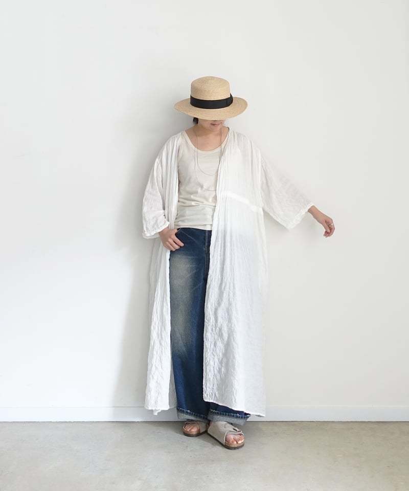 i c h i 251107 Shirring Cloth Long Cardigan / A