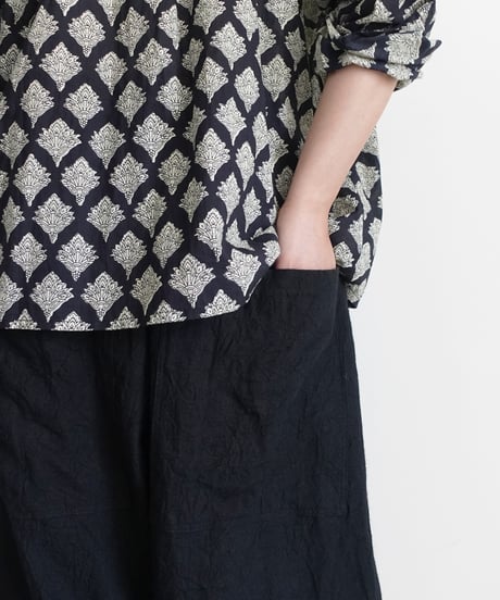 ichiAntiquités 801134  Vintage Linen Relax Pants / C : BLACK