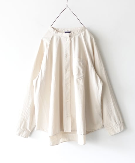 i c h i  250704 Band Collar Cotton Shirt / 2 COLORS