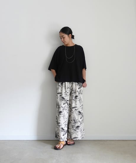 ichiAntiquités 1101125 Rayon Linen Botanical Print Relax Pants / 2 COLORS