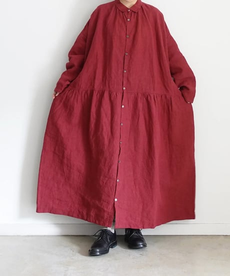 ichiAntiquités 1100302 Color Linen Shirt Dress / 2 COLORS