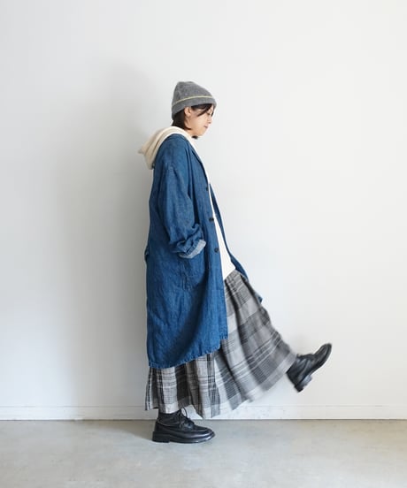 ichiAntiquités 1100358  Mohair mix Knit Beanie / D : GRAY × YELLOW