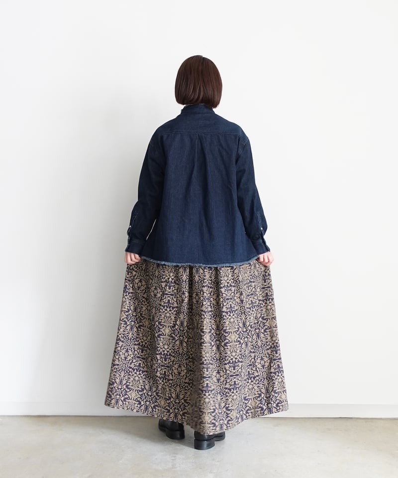 i c h i 250613 DENIM Fringe Shirt / B : DARK