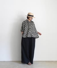 ichiAntiquités 801134  Vintage Linen Relax Pants / C : BLACK