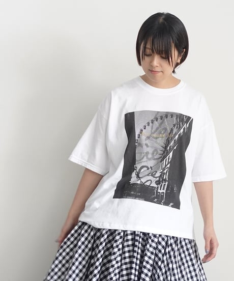 i c h i  250149  "Libre Comme l'Air" Ferris Wheel Pigment Over T Shirt / 2 COLORS