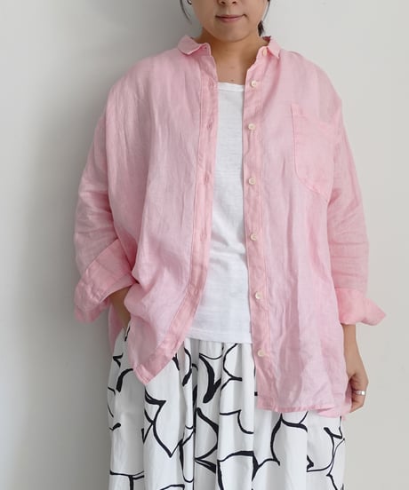 i c h i 251209 Relax Linen Shirt / 5 COLORS : WHITE・YELLOW・PINK