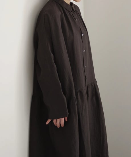 ichiAntiquités 1100302 Color Linen Shirt Dress / 2 COLORS