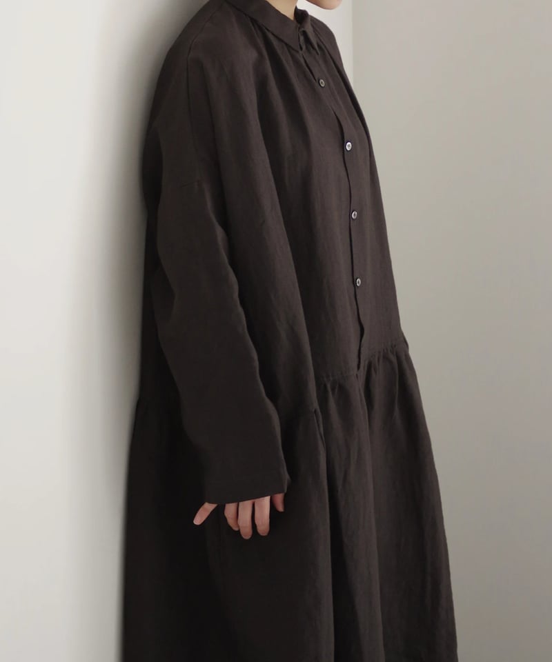 ichiAntiquités 1100302 Color Linen Shirt Dress