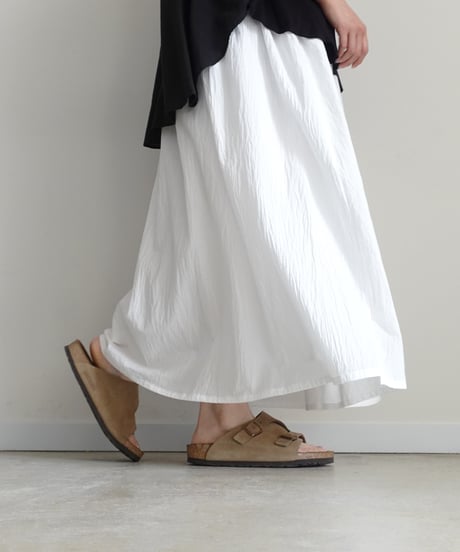 i c h i  251217  Cotton Gather Skirt / A : WHITE